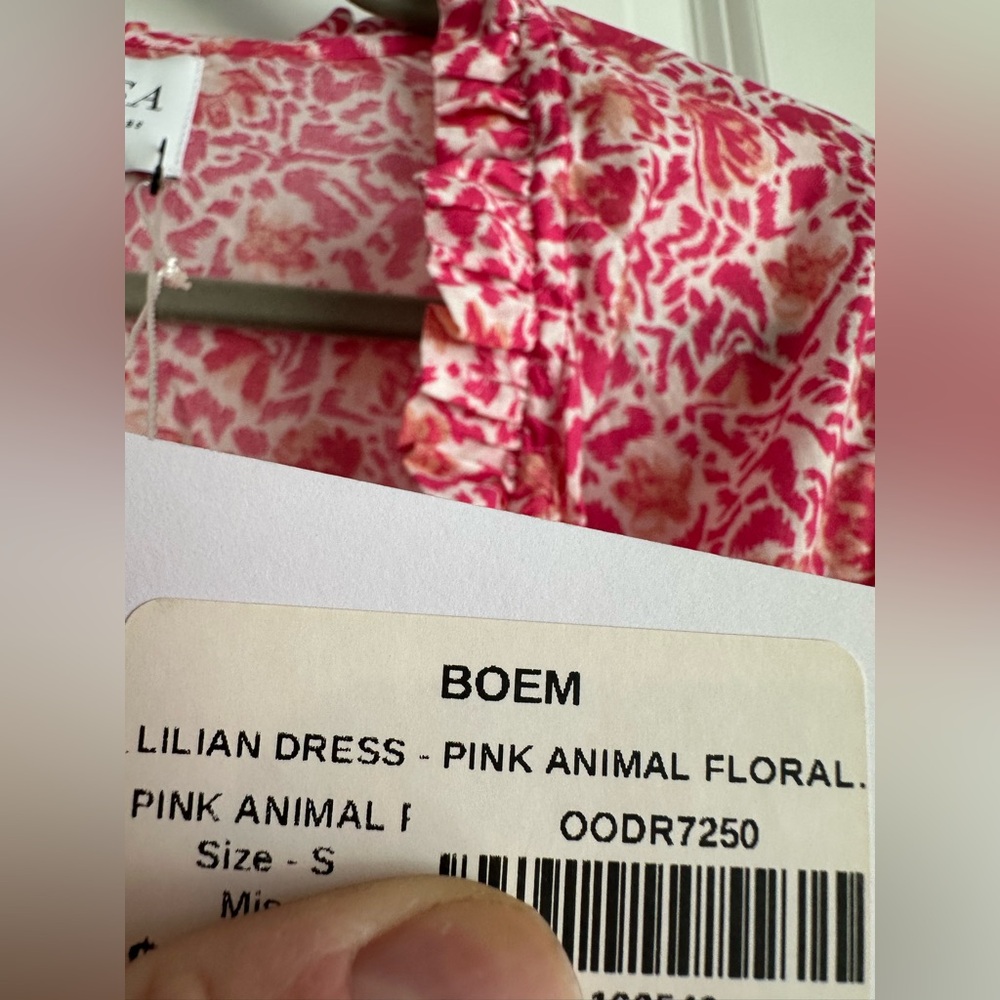 MISA Los Angeles Lilian Dress Pink Animal Floral Tiered Lace Trim NWT Size S - Picture 9 of 12